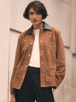 Mint Velvet Pure Suede Barn Jacket, Brown Tan, Brown Tan