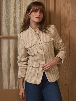 Mint Velvet Pocket Detail Bouclé Jacket, Natural, Natural