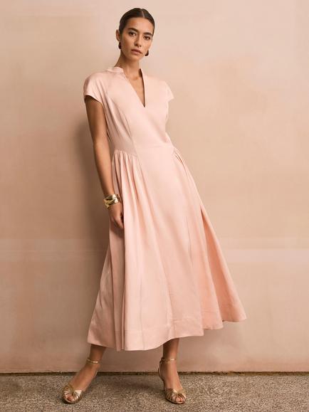 Mint Velvet Ruched Hip Midi Dress, Light Pink, Light Pink