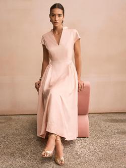 Mint Velvet Ruched Hip Midi Dress, Light Pink - view 2, Light Pink