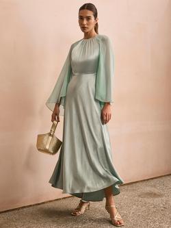 Mint Velvet Satin Cape Maxi Dress - view 2, Blue