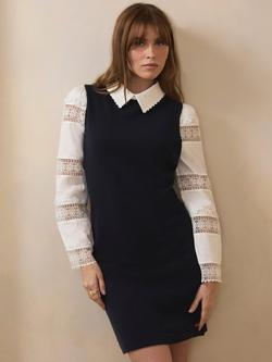 Mint Velvet Woven Sleeve Mini Dress, Blue Navy, Blue Navy