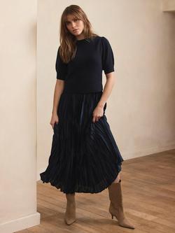 Mint Velvet Layered Knit Sleeveless Midi Dress, Blue Navy - view 2, Blue Navy