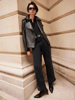 Mint Velvet Denim Turn Up Jeans, Black, Black