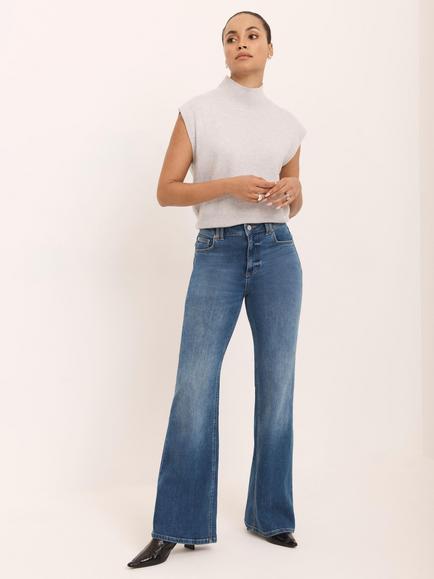 Mint Velvet Mid Rise Flared Jeans, Indigo Blue, Indigo Blue