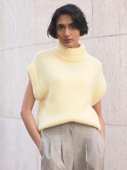 Mint Velvet High Neck Sleeveless Wool Blend Knit Top, Yellow, Yellow