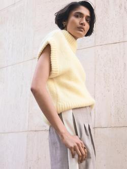 Mint Velvet High Neck Sleeveless Wool Blend Knit Top, Yellow - view 2, Yellow