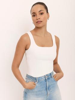 Mint Velvet Scoop Neck Sleeveless Top, White Ivory, White Ivory