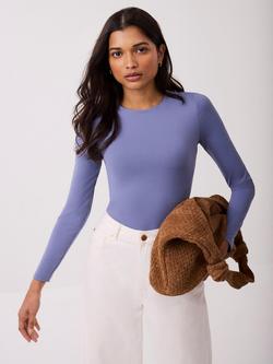 Mint Velvet Crew Neck Layering Top, Blue, Blue