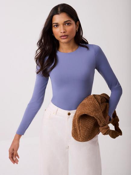 Mint Velvet Crew Neck Layering Top, Blue, Blue
