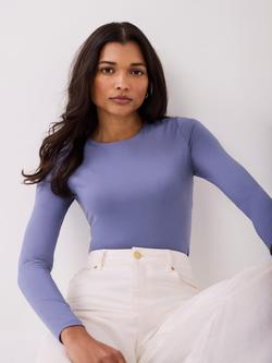 Mint Velvet Crew Neck Layering Top, Blue - view 2, Blue