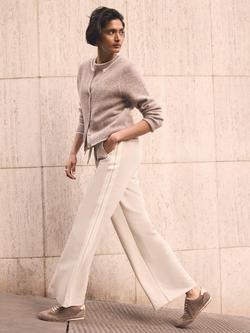 Mint Velvet Side Stripe Wide Leg Joggers, Natural - view 2, Natural