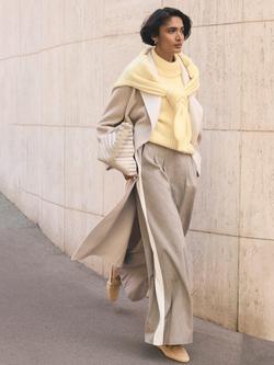 Mint Velvet Side Stripe Wide Leg Trousers, Natural Taupe, Natural Taupe