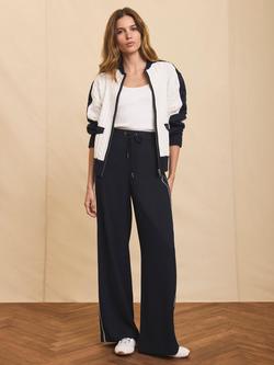 Mint Velvet Scallop Stripe Wide Leg Trousers - view 2, Navy