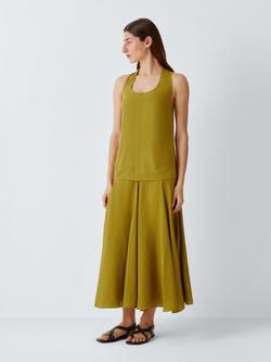 John Lewis Sleeveless Scoop Neck Godot Midi Dress, Olive, Olive
