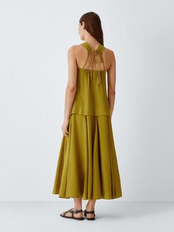 John Lewis Sleeveless Scoop Neck Godot Midi Dress, Olive - view 2, Olive