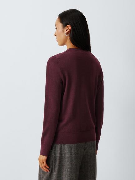 John Lewis Pure Merino Wool Crew Neck Jumper, Fig - view 2, Fig