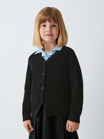 John Lewis Kids' Pure Cotton School Cardigan, Pack of 2 - view 2, Black