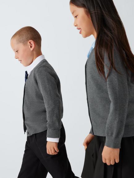 John Lewis Kids' Pure Cotton School Cardigan, Pack of 2 - view 2, Grey