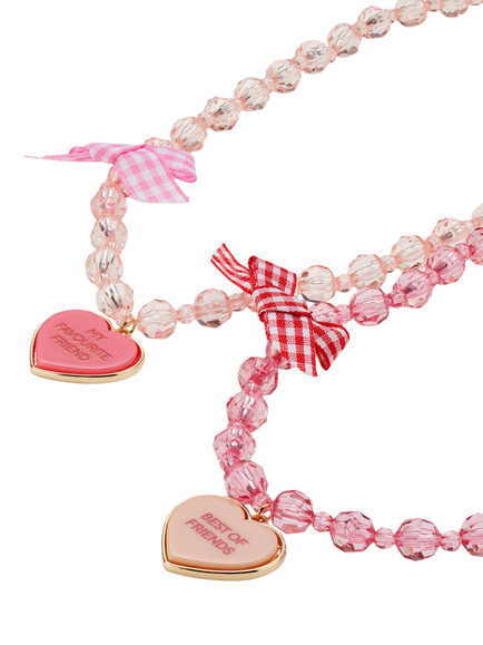 Stych Best Friend Necklaces, Set of 2, Pink - view 2, Pink