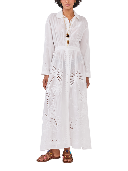 Hayley Menzies Eden Palm Shirt Dress, White, White