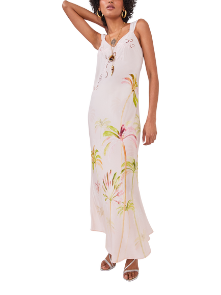 Hayley Menzies Palmera Pure Silk Slip Dress, Pink/Multi, Pink/Multi