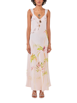 Hayley Menzies Palmera Pure Silk Slip Dress, Pink/Multi - view 2, Pink/Multi
