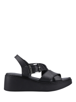 Hush Puppies Bretta Leather Wedge Sandals, Black, Black