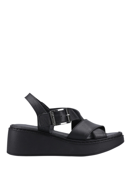 Hush Puppies Bretta Leather Wedge Sandals, Black, Black