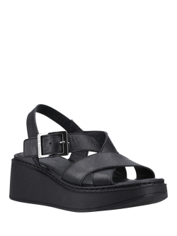 Hush Puppies Bretta Leather Wedge Sandals, Black - view 2, Black