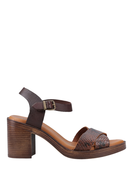 Hush Puppies Georgia Leather Block Heel Sandals, Chocolate, Chocolate