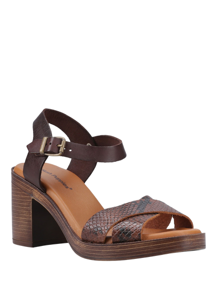 Hush Puppies Georgia Leather Block Heel Sandals, Chocolate - view 2, Chocolate