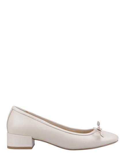 Hush Puppies Silvia Leather Block Heel Ballerina Pump Sandals, Ivory