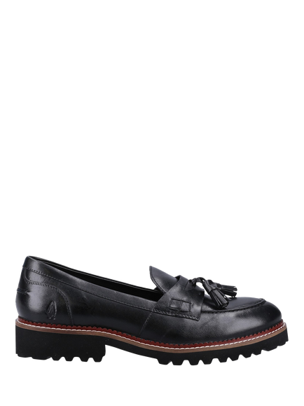Hush Puppies Ginny Wide Fit Leather Chunky Tassel Loafers, Black, Black
