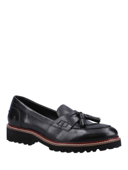 Hush Puppies Ginny Wide Fit Leather Chunky Tassel Loafers, Black - view 2, Black