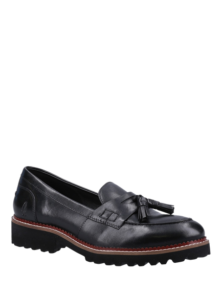 Hush Puppies Ginny Wide Fit Leather Chunky Tassel Loafers, Black - view 2, Black