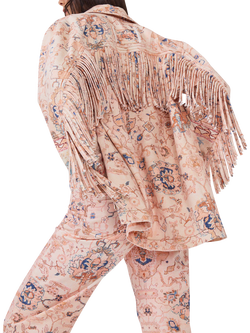 Hayley Menzies Desert Loom Fringed Jacket, Pink Multi - view 2, Pink Multi