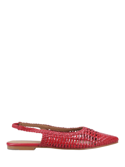 Dalia Woven Slingback Ballerinas, Red