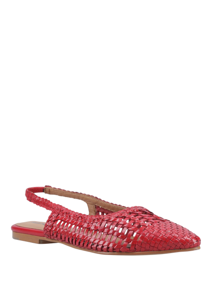 Dalia Woven Slingback Ballerinas - view 2, Red