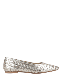 Hush Puppies Darla Woven Leather Ballerina Pumps, Gold