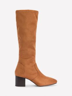 Boden Block Heel Stretch Knee High Boots, Acorn, Acorn