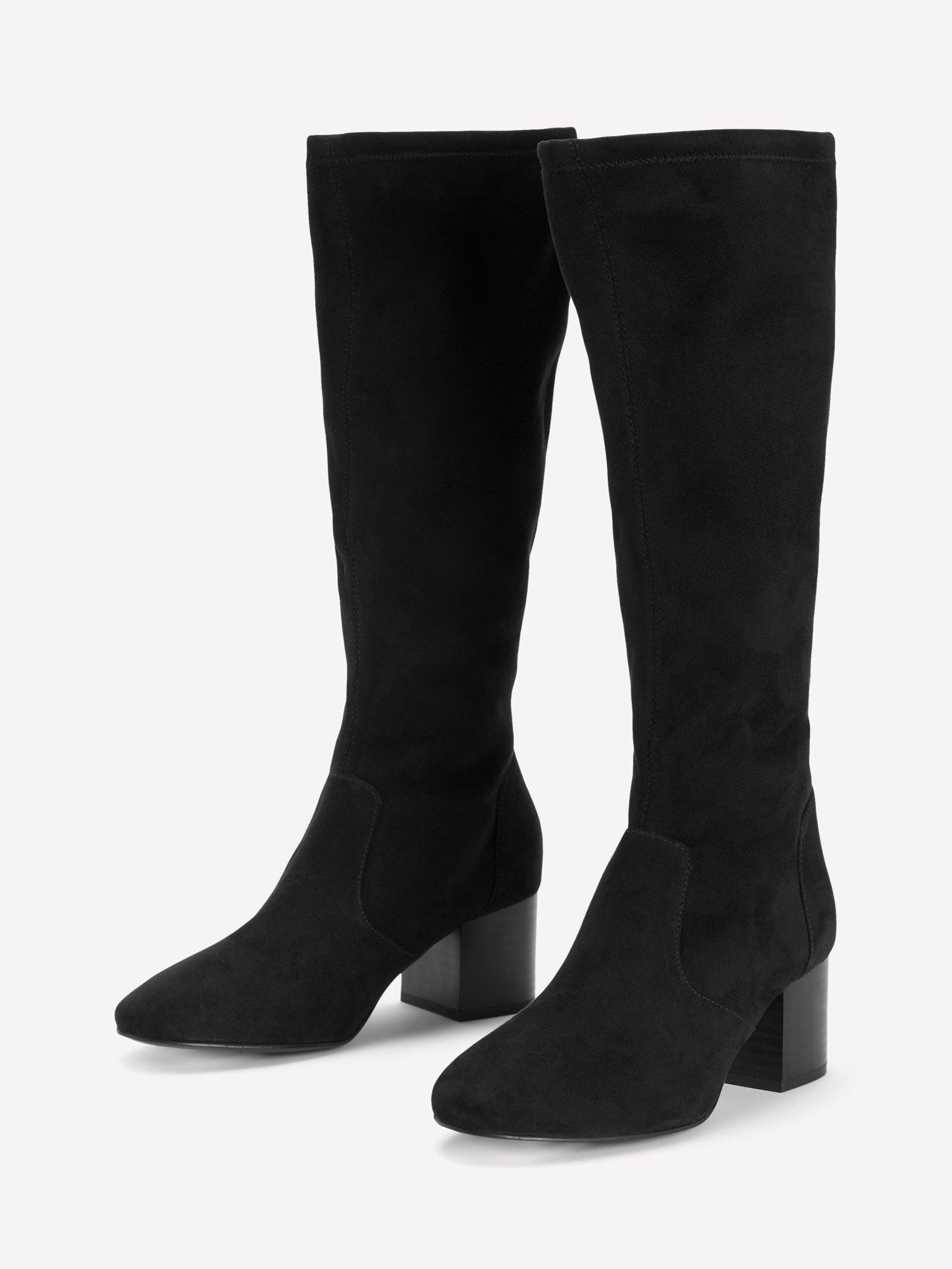 Product image 2 of 4, which shows Boden Block Heel Stretch Knee High Boots, Black, 4