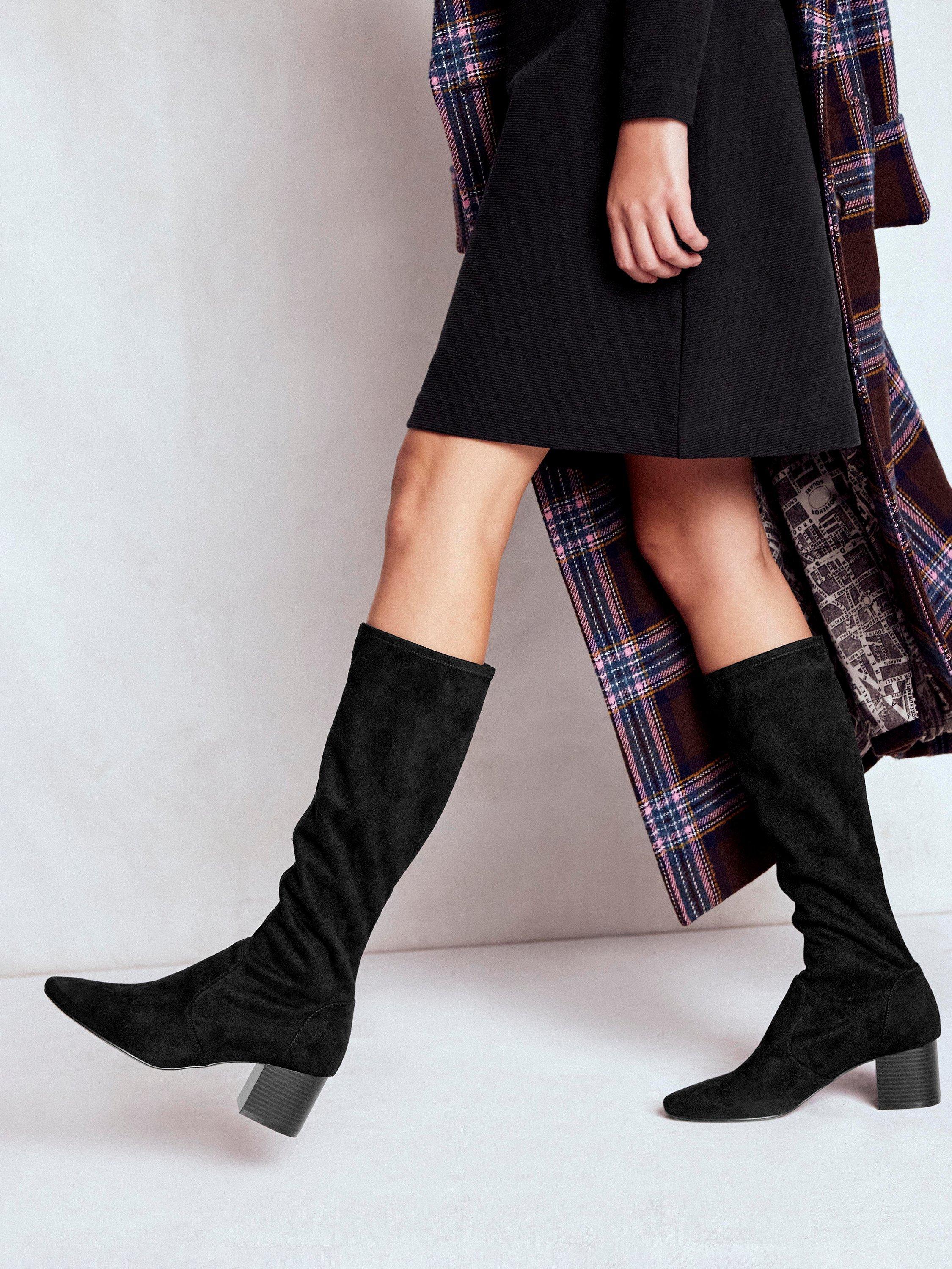 Product image 4 of 4, which shows Boden Block Heel Stretch Knee High Boots, Black, 4