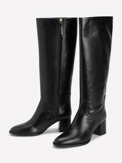 Boden Skye Leather Smart Knee High Boots, Black - view 2, Black