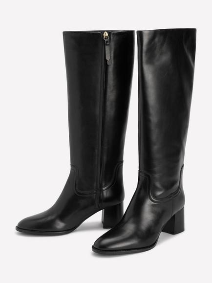 Boden Skye Leather Smart Knee High Boots, Black - view 2, Black