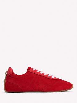 Boden Delphine Slim Suede Trainers, Red, Red