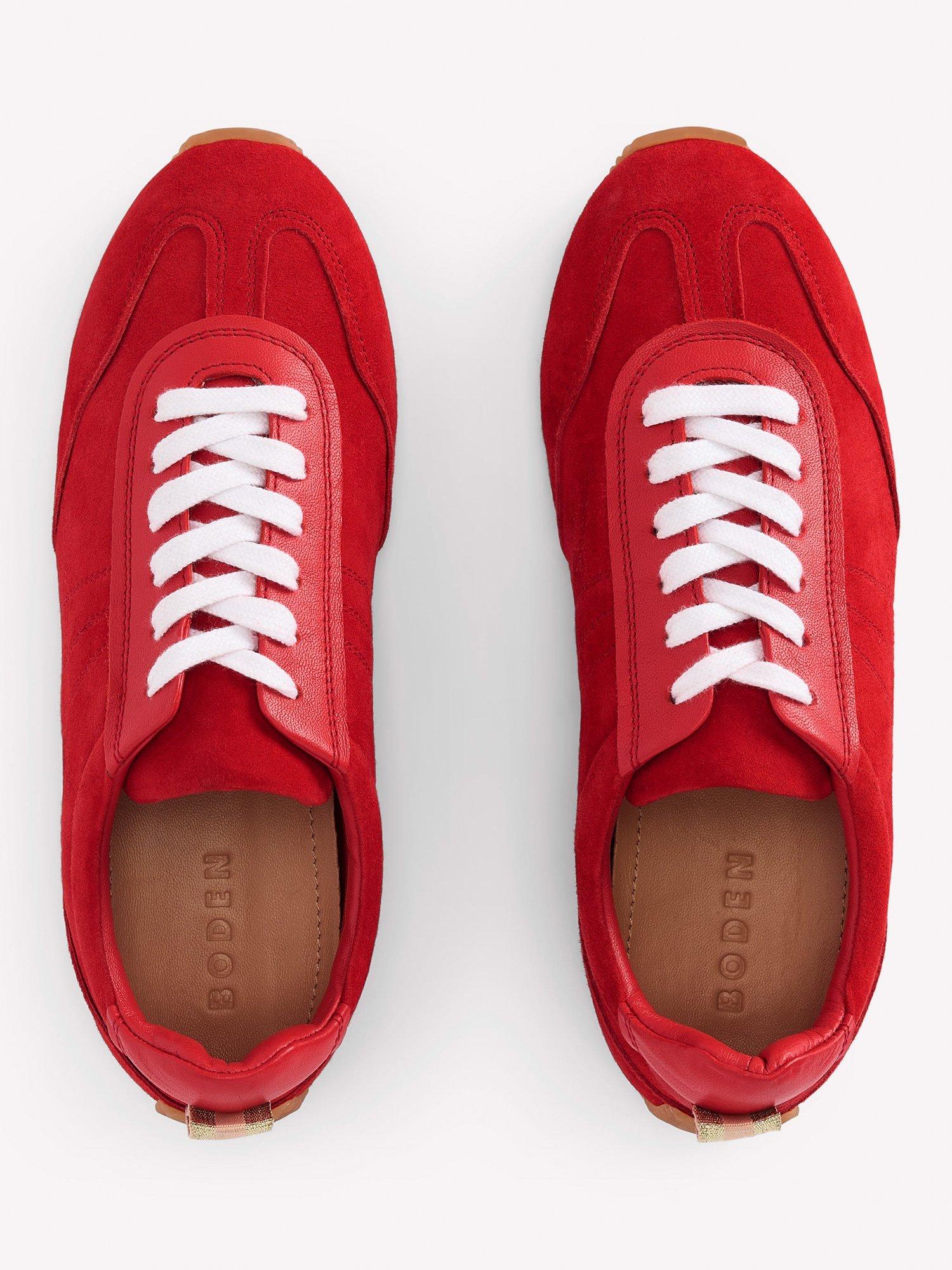 Product image 4 of 6, which shows Boden Delphine Slim Suede Trainers, Red, 4
