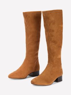 Boden Flat Stretch Knee High Boots, Natural - view 2, Natural