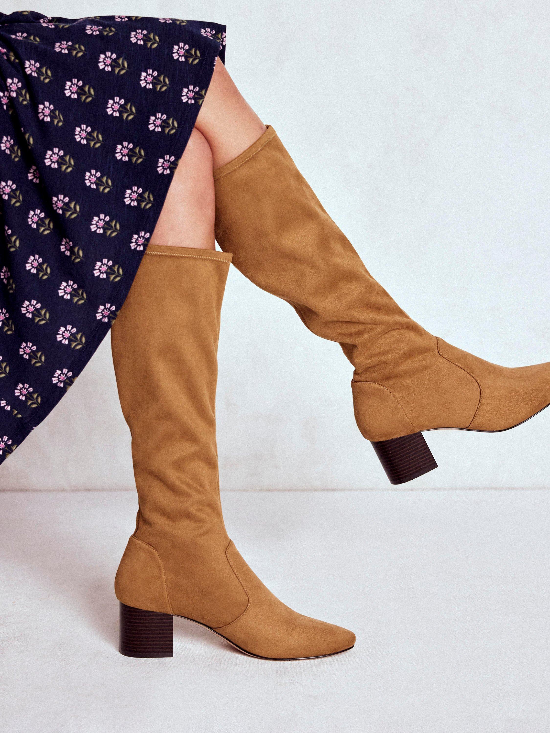 Product image 4 of 5, which shows Boden Flat Stretch Knee High Boots, Natural, 4