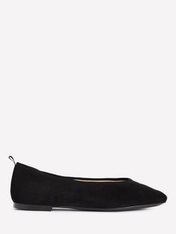 Boden Suede High Cut Ballerina Pumps, Black, Black
